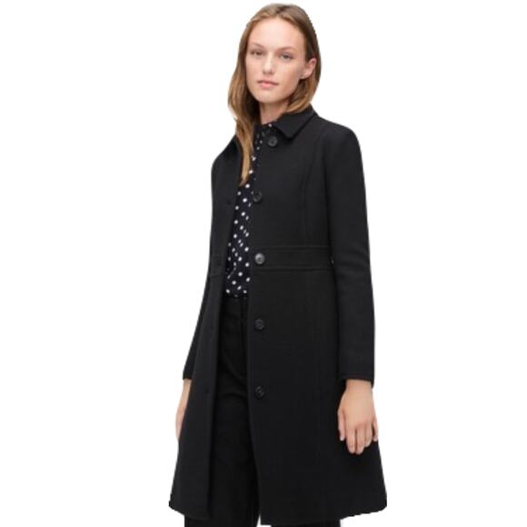 NWT J.CREW Coat Jacket 00P Black Wool Italian Double-Cloth-3m Thinsulate Button - Picture 1 of 9